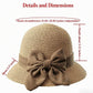 Straw Cloche Sun Hat with Wide Brim and Decorative Bow