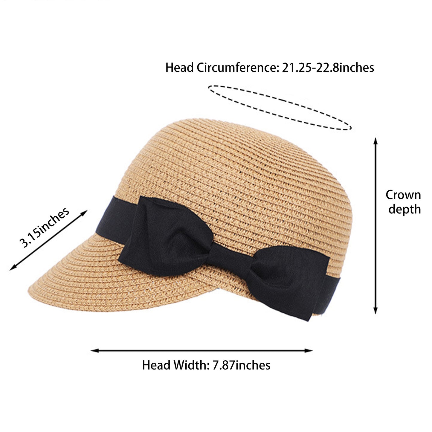Woven Straw Visor Hat with Bow Detail Breathable Lightweight