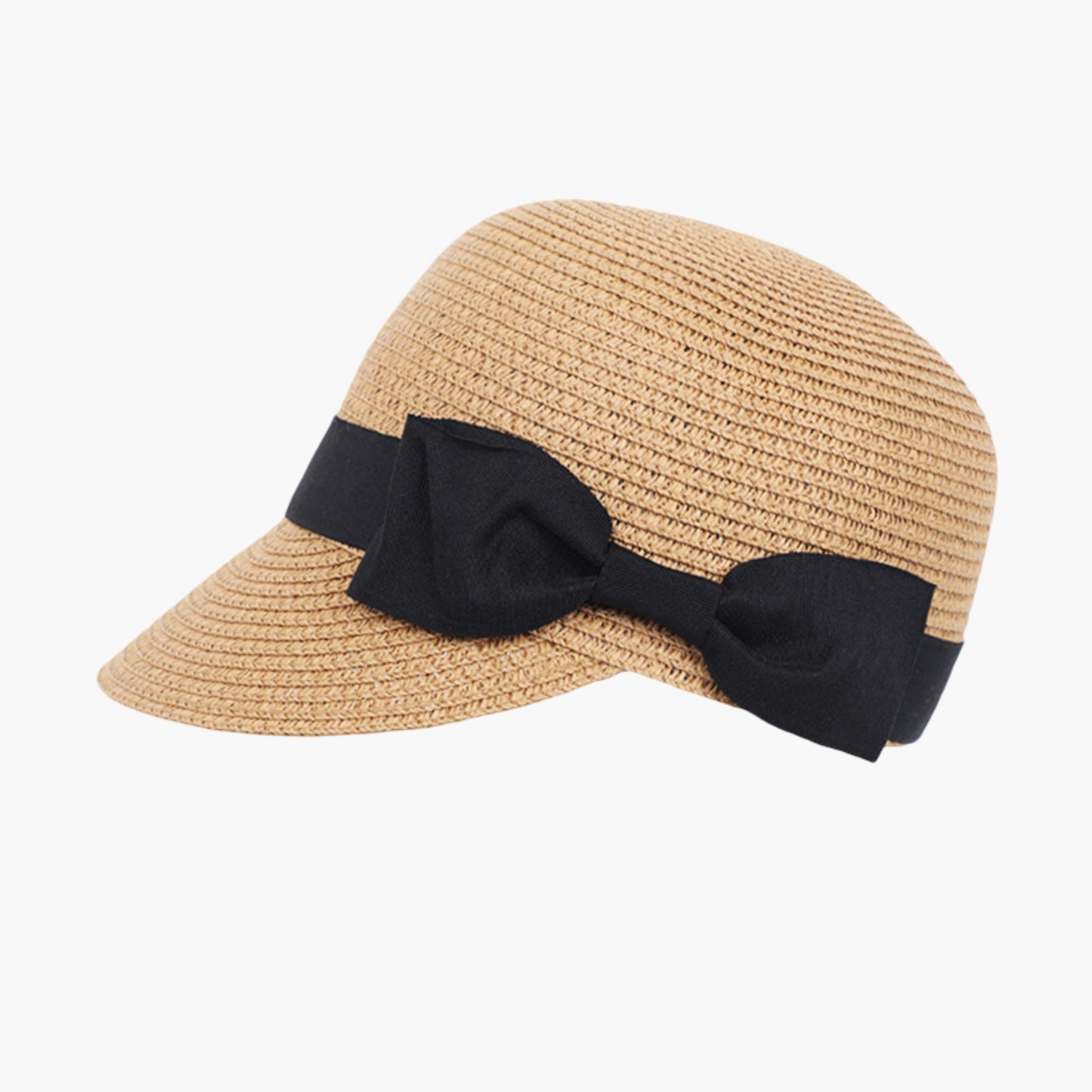 Woven Straw Visor Hat with Bow Detail Breathable Lightweight