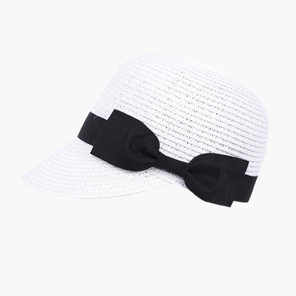 Woven Straw Visor Hat with Bow Detail Breathable Lightweight