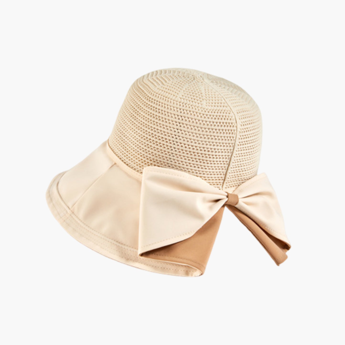 Wide Brim Sun Hat with Breathable Weave and Bow Detail