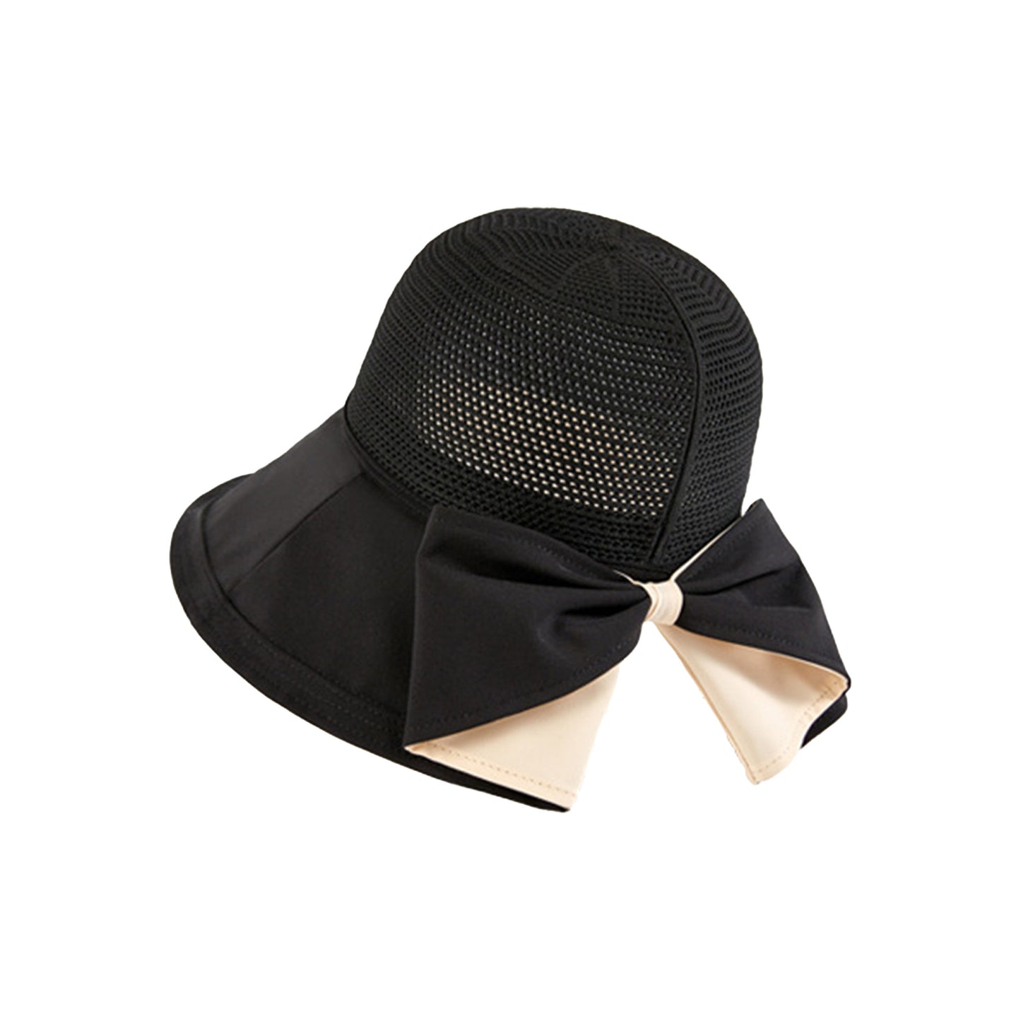 Wide Brim Sun Hat with Breathable Weave and Bow Detail