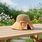 Wide Brim Sun Hat with Breathable Weave and Bow Detail