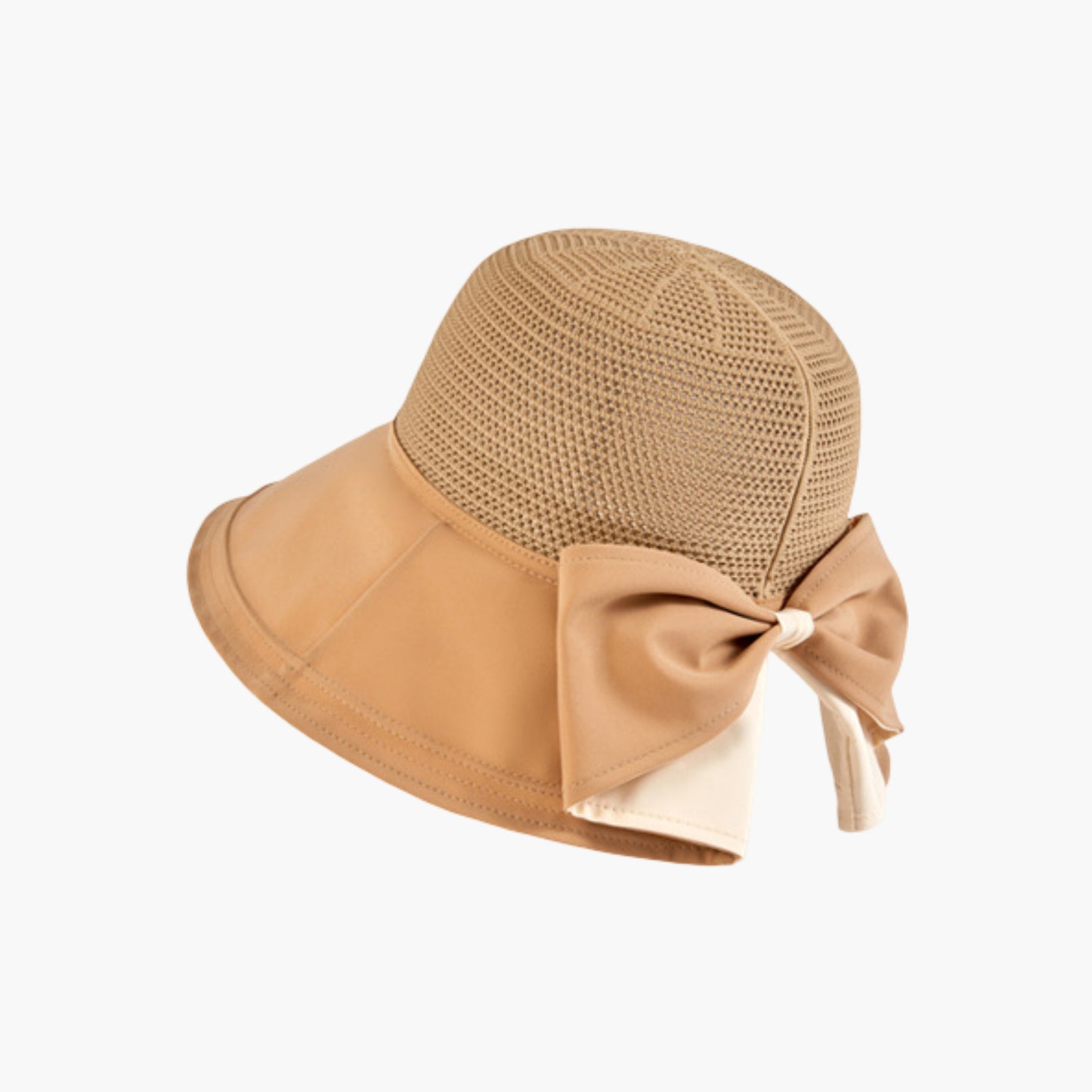 Wide Brim Sun Hat with Breathable Weave and Bow Detail
