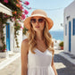 Wide Brim Sun Hat with Breathable Weave and Bow Detail