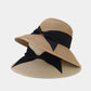 Wide Brim Straw Sun Hat with Ribbon Bow Lightweight Packable Design