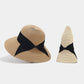 Wide Brim Straw Sun Hat with Ribbon Bow Lightweight Packable Design