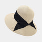 Wide Brim Straw Sun Hat with Ribbon Bow Lightweight Packable Design