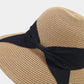 Wide Brim Straw Sun Hat with Ribbon Bow Lightweight Packable Design