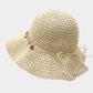 Woven Straw Sun Hat with Beaded Band and Floppy Brim