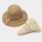 Woven Straw Sun Hat with Beaded Band and Floppy Brim