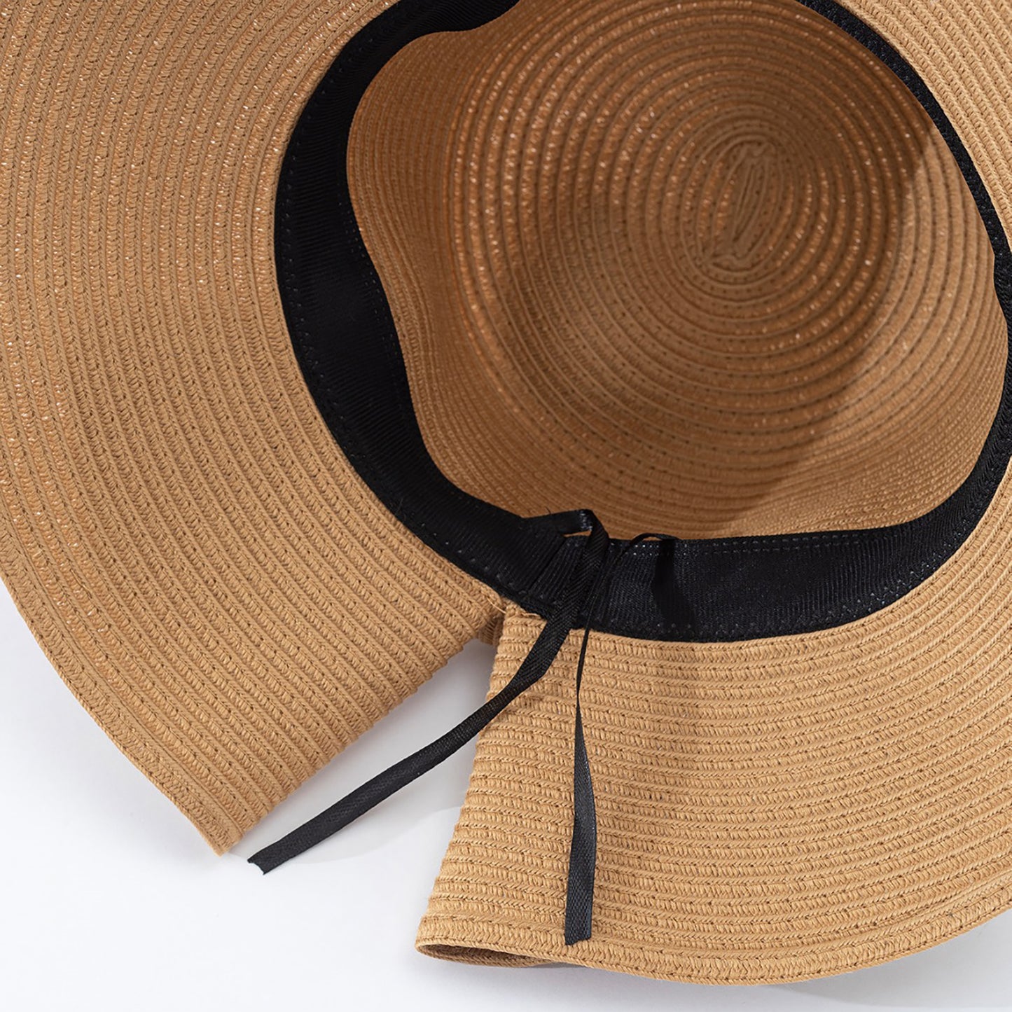 Wide Brim Straw Sun Hat with Oversized Bow Detail and Adjustable Inner Band