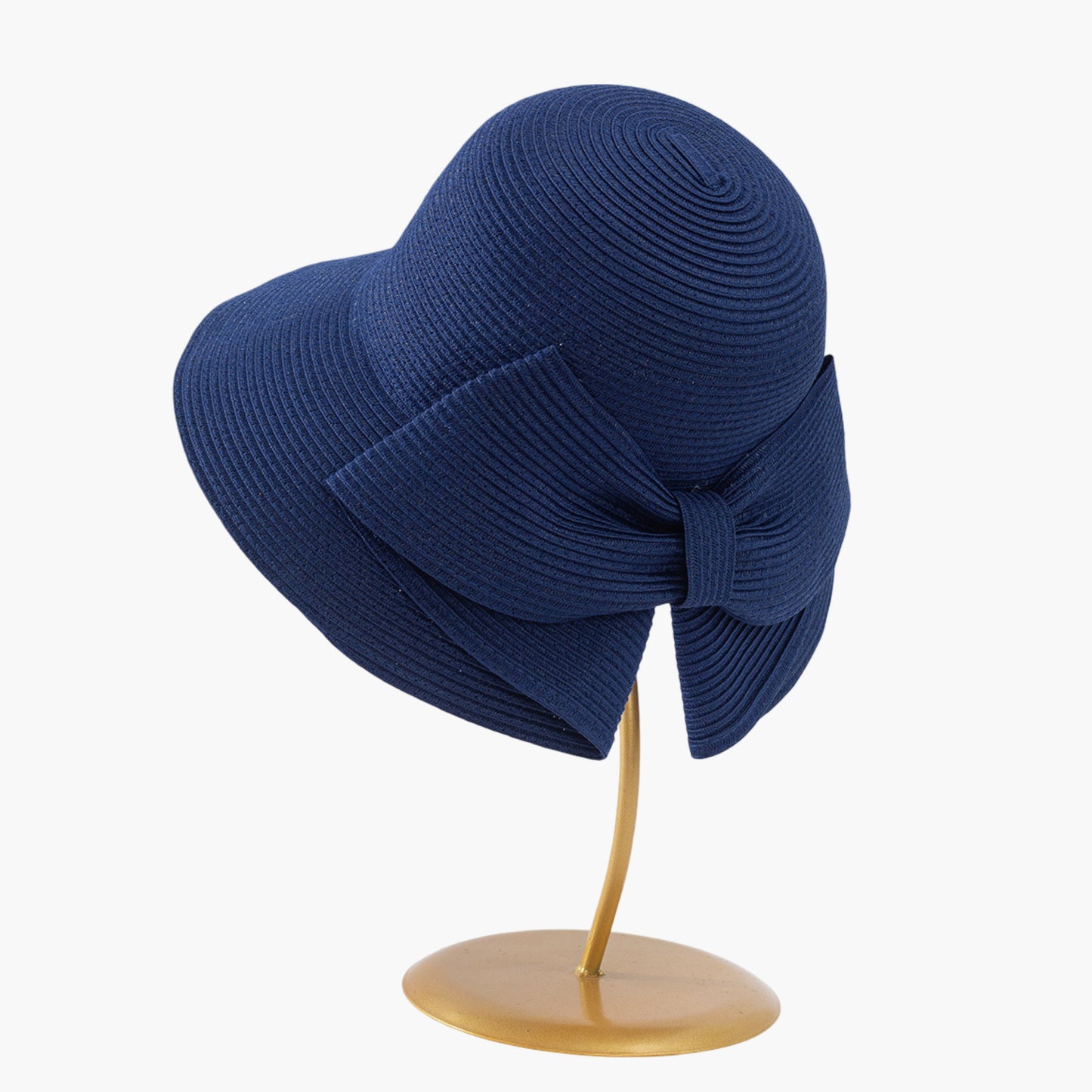 Wide Brim Straw Sun Hat with Oversized Bow Detail and Adjustable Inner Band