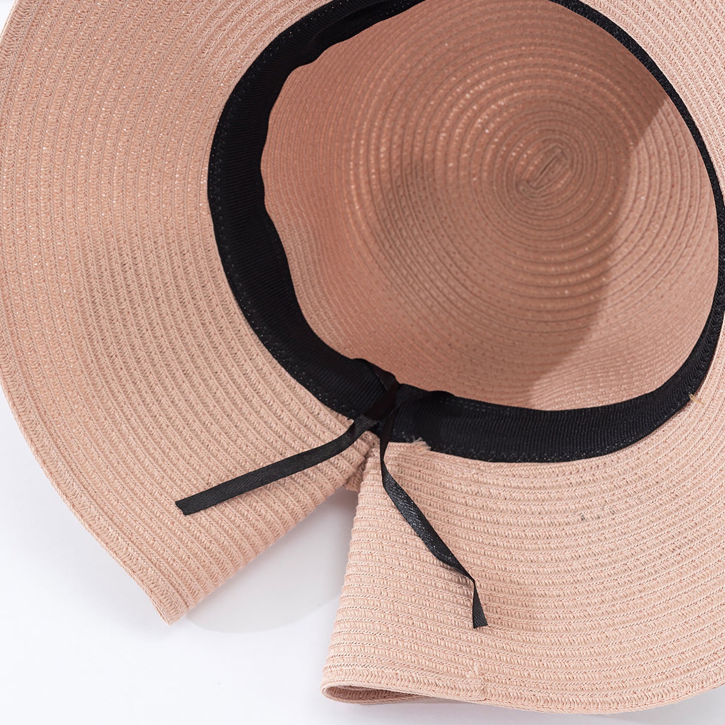 Wide Brim Straw Sun Hat with Oversized Bow Detail and Adjustable Inner Band