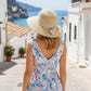 Straw Sun Hat with Fabric Bow Detail Lightweight Summer Hat