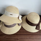 Straw Sun Hat with Fabric Bow Detail Lightweight Summer Hat