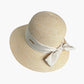 Straw Sun Hat with Fabric Bow Detail Lightweight Summer Hat