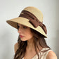 Straw Sun Hat with Fabric Bow Detail Lightweight Summer Hat