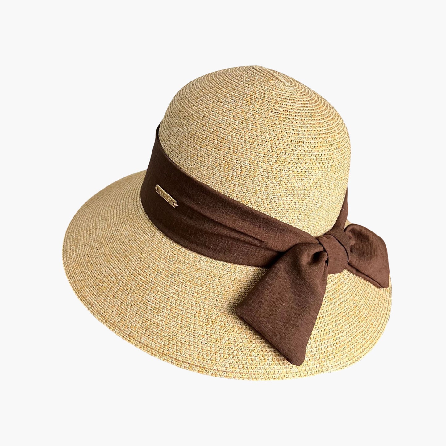 Straw Sun Hat with Fabric Bow Detail Lightweight Summer Hat