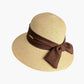 Straw Sun Hat with Fabric Bow Detail Lightweight Summer Hat