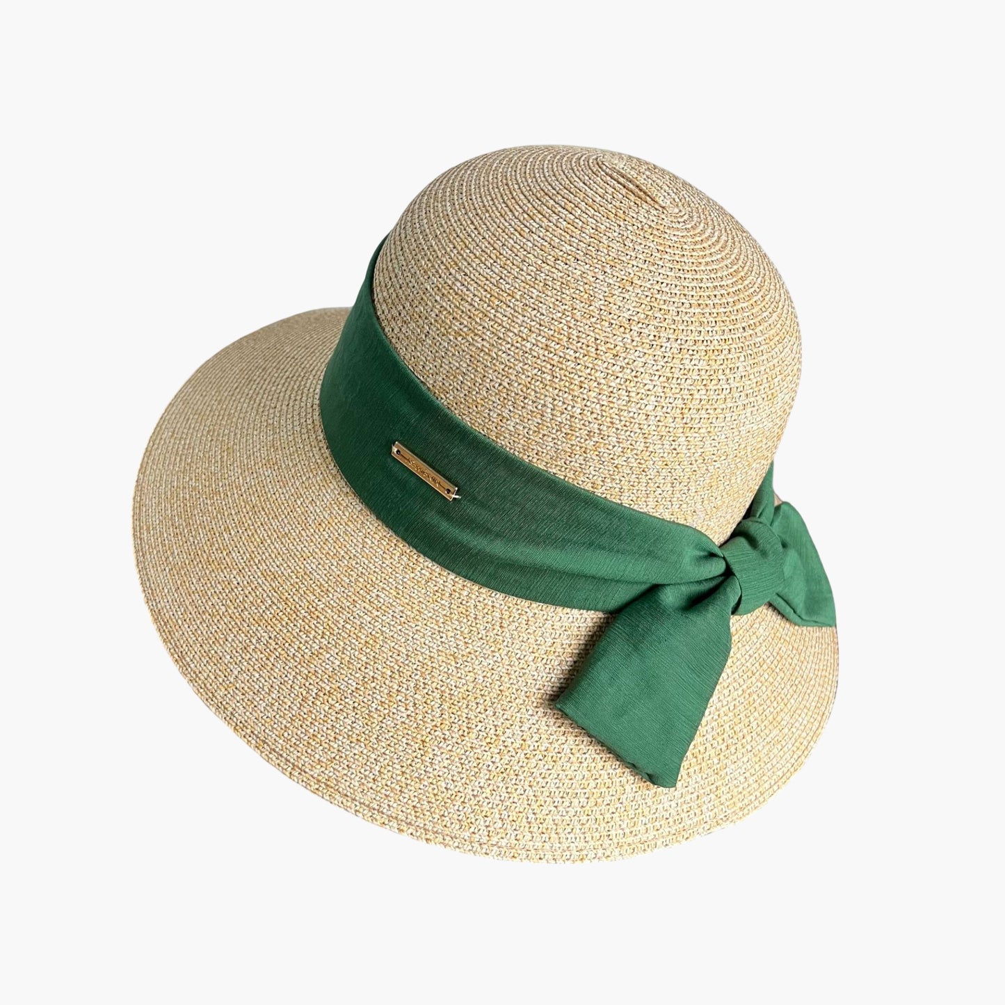 Straw Sun Hat with Fabric Bow Detail Lightweight Summer Hat