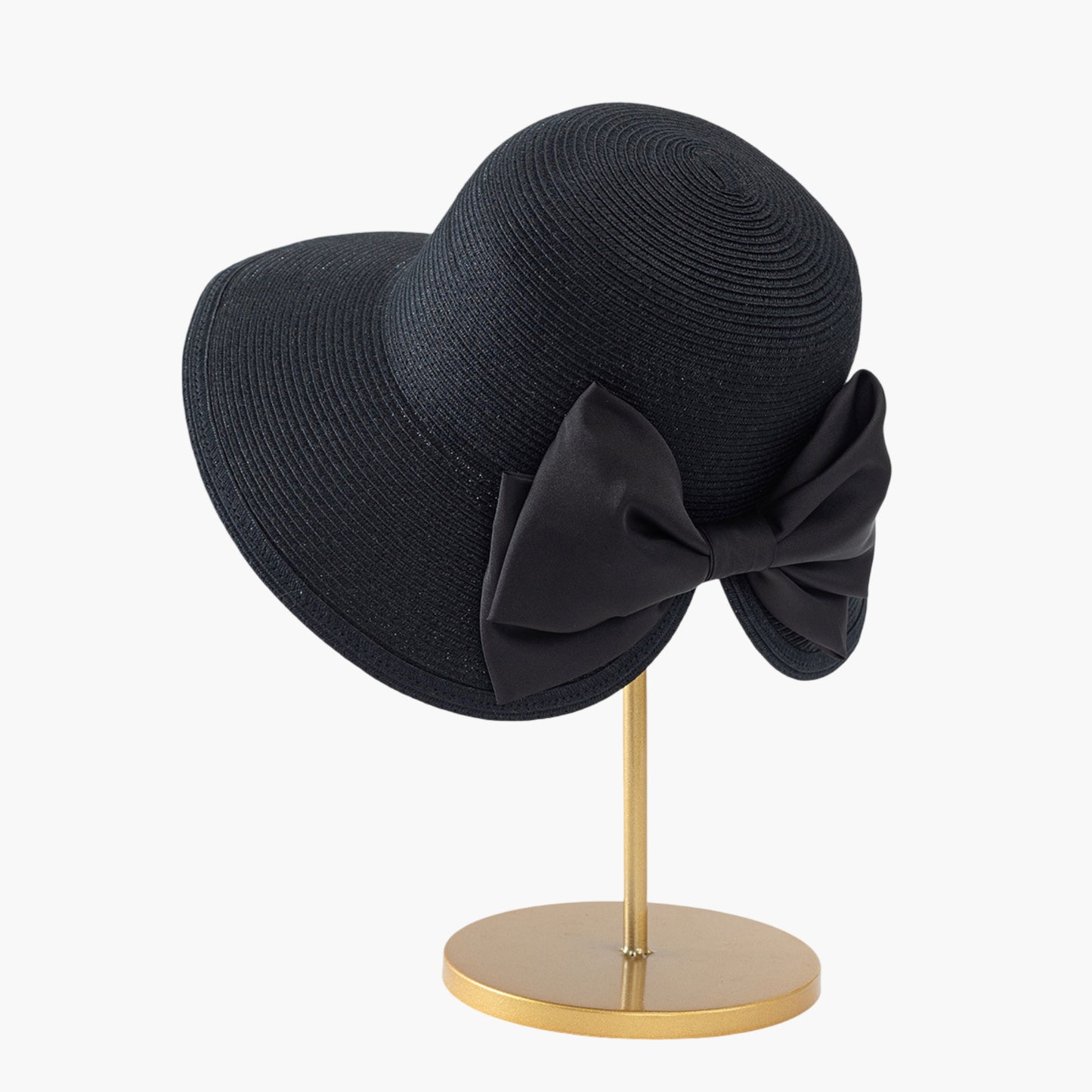 Elegant Straw Sun Hat with Soft Bow Detail