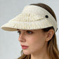 Wide Brim Straw Fringe Sun Visor with Adjustable Elastic Back