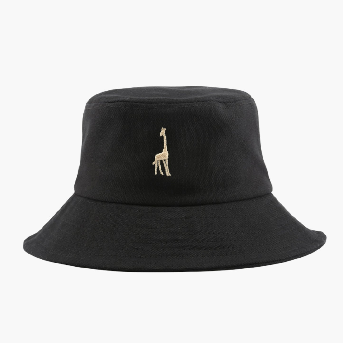 Cotton Bucket Hat with Embroidered Giraffe Casual Sun Hat