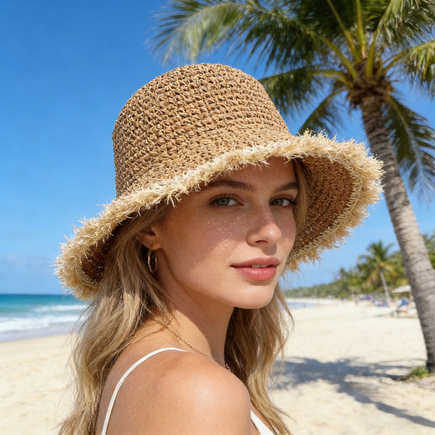 Packable Straw Sun Hat Breathable Summer Beach Travel Hat