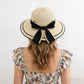 Straw Sun Hat with Bow Detail Lightweight Breathable Summer Beach Hat