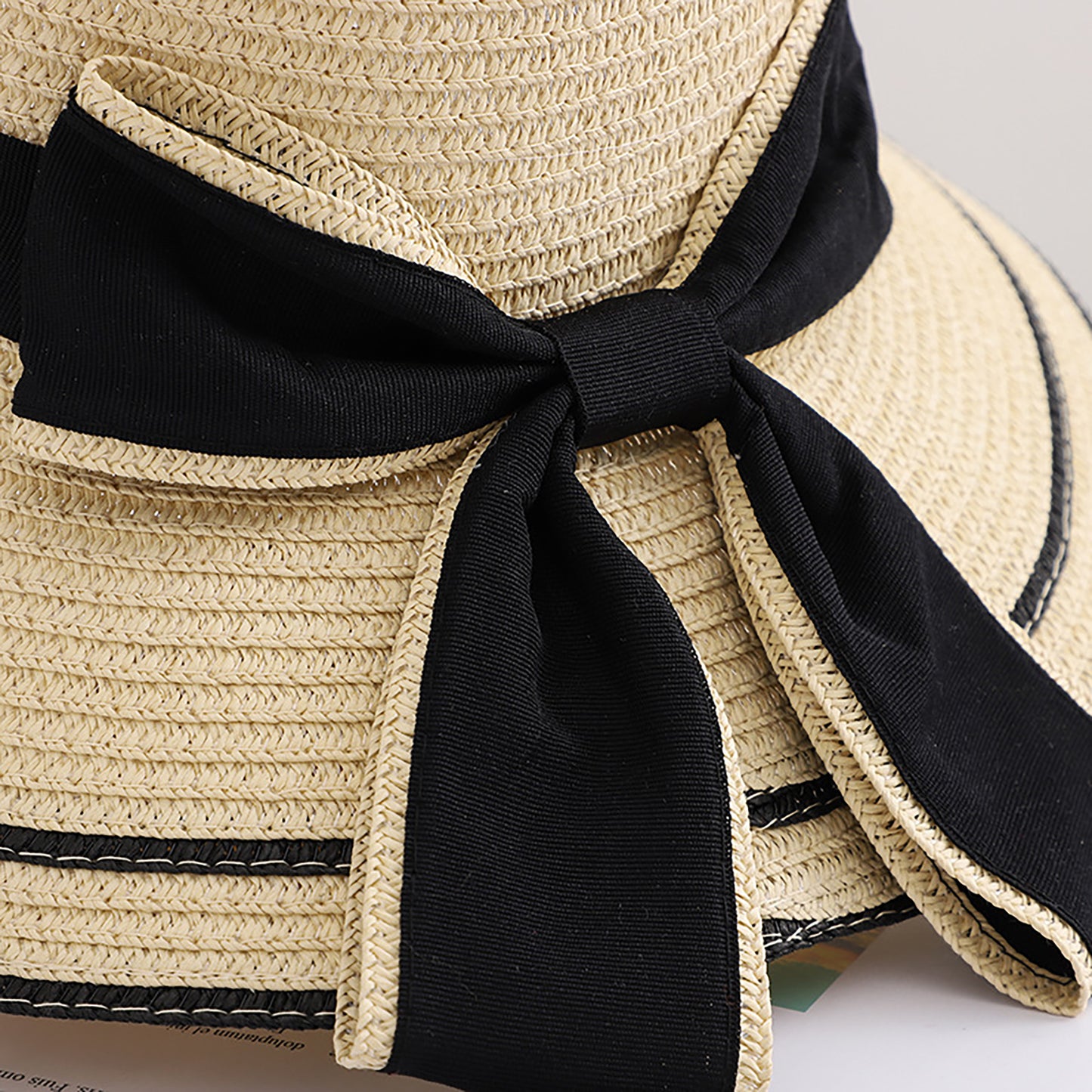 Straw Sun Hat with Bow Detail Lightweight Breathable Summer Beach Hat