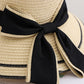 Straw Sun Hat with Bow Detail Lightweight Breathable Summer Beach Hat