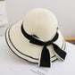 Straw Sun Hat with Bow Detail Lightweight Breathable Summer Beach Hat