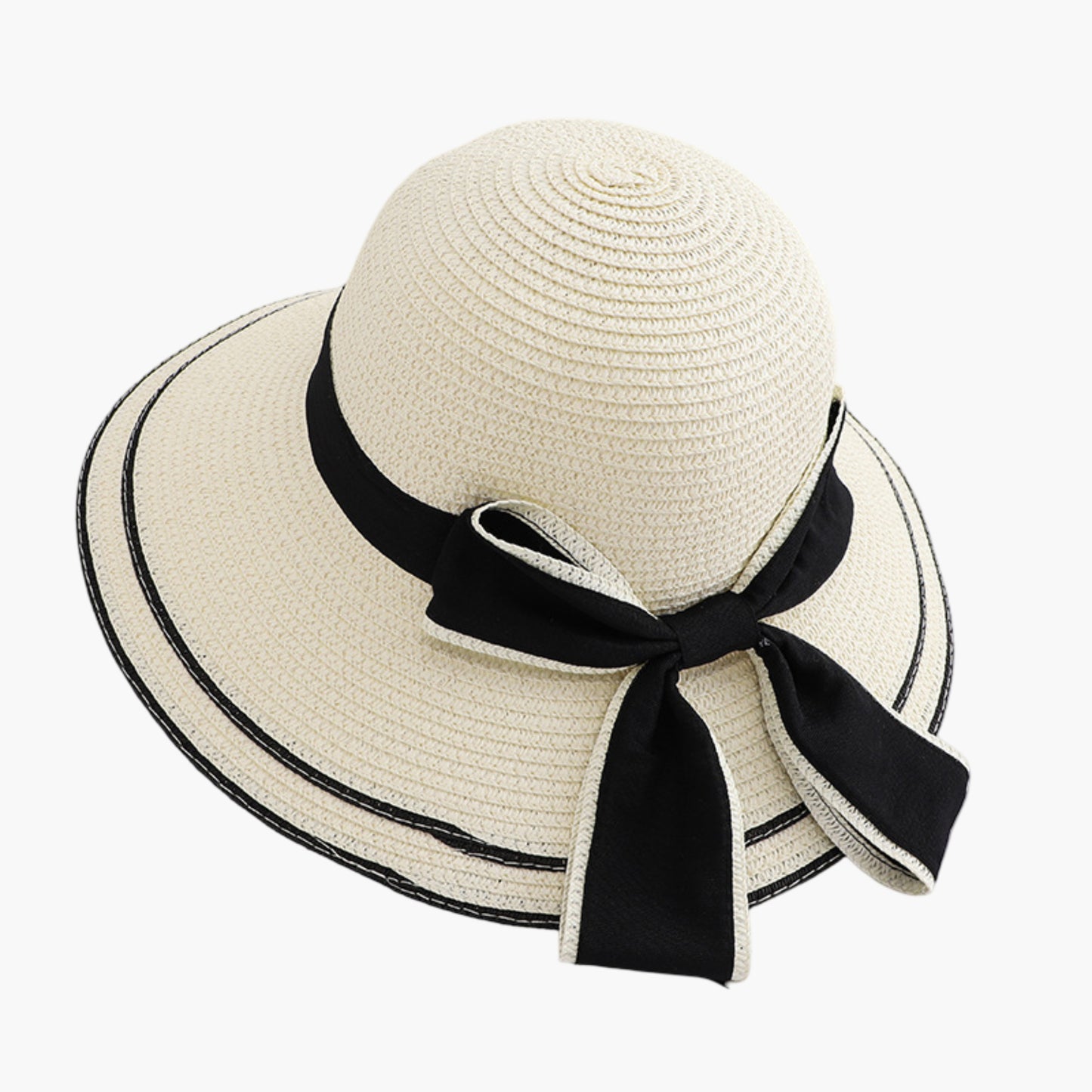 Straw Sun Hat with Bow Detail Lightweight Breathable Summer Beach Hat