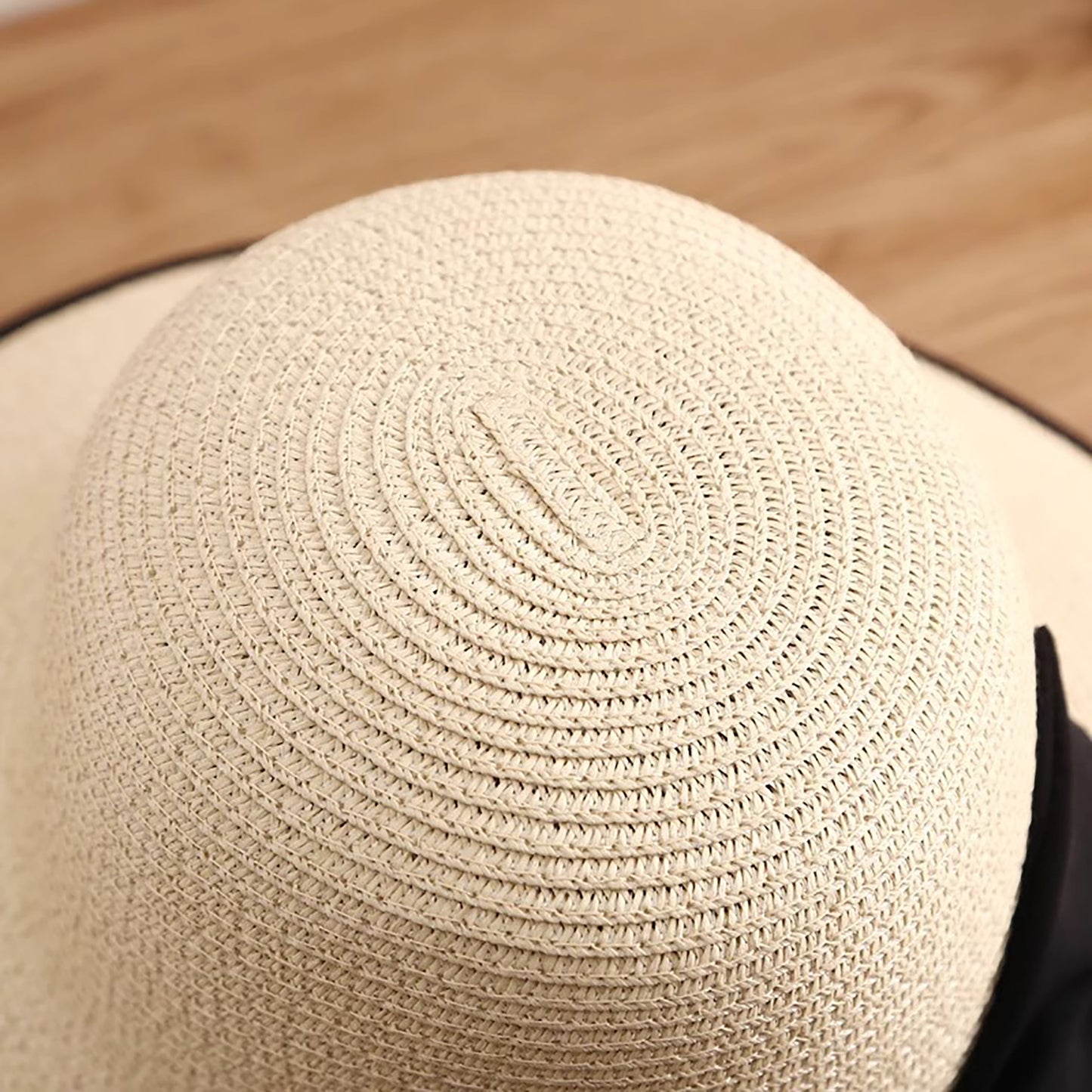Wide Brim Straw Sun Hat with Bow Detail Summer Protection