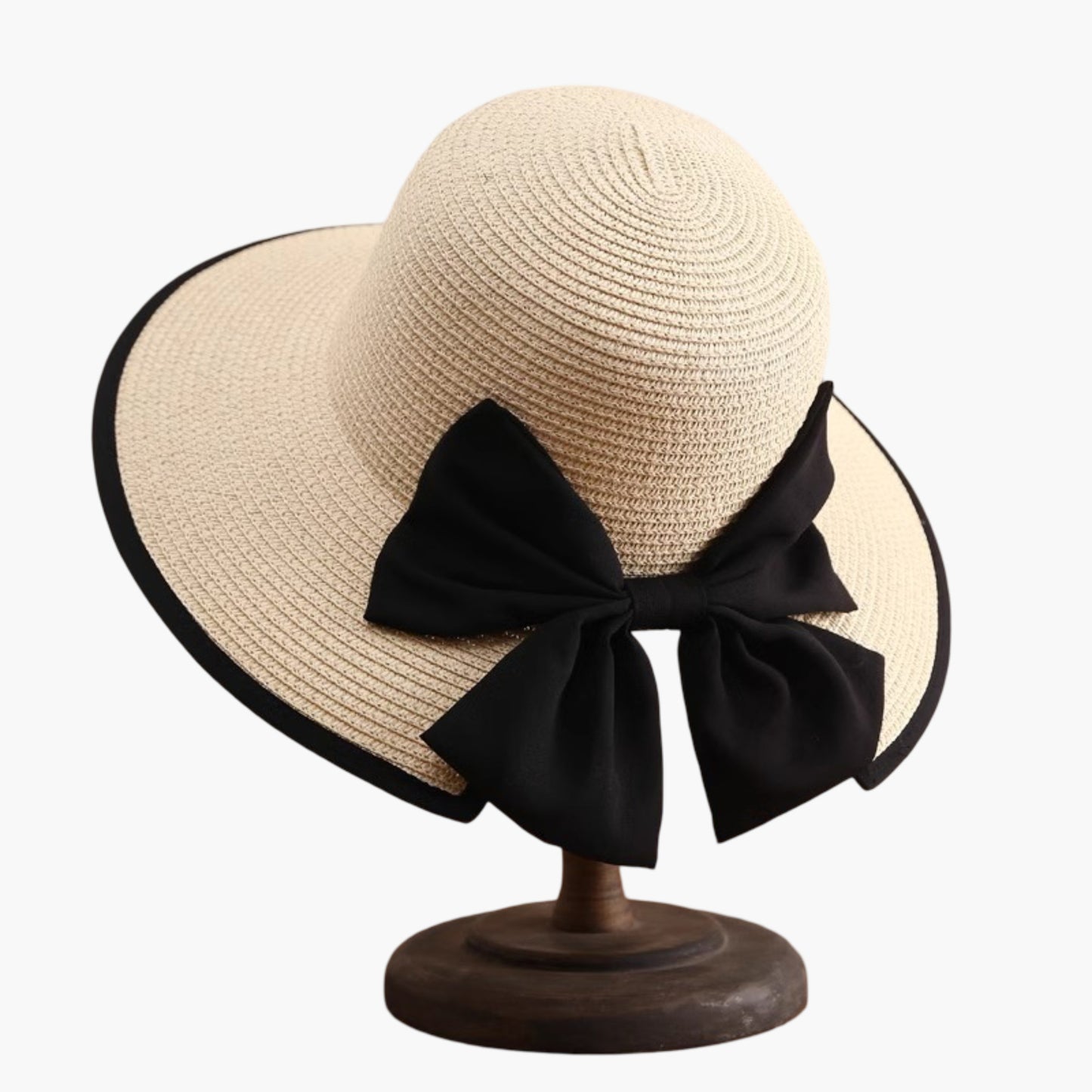 Wide Brim Straw Sun Hat with Bow Detail Summer Protection
