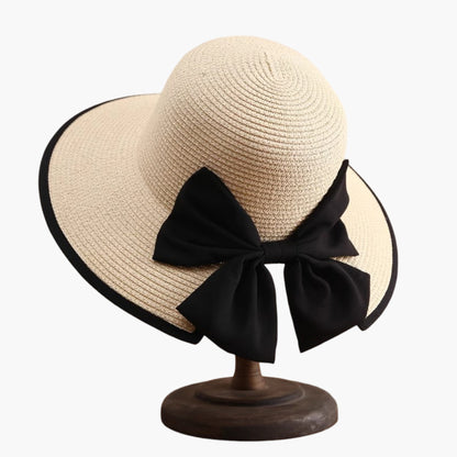 Wide Brim Straw Sun Hat with Bow Detail Summer Protection