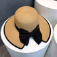 Wide Brim Straw Sun Hat with Bow Detail Summer Protection