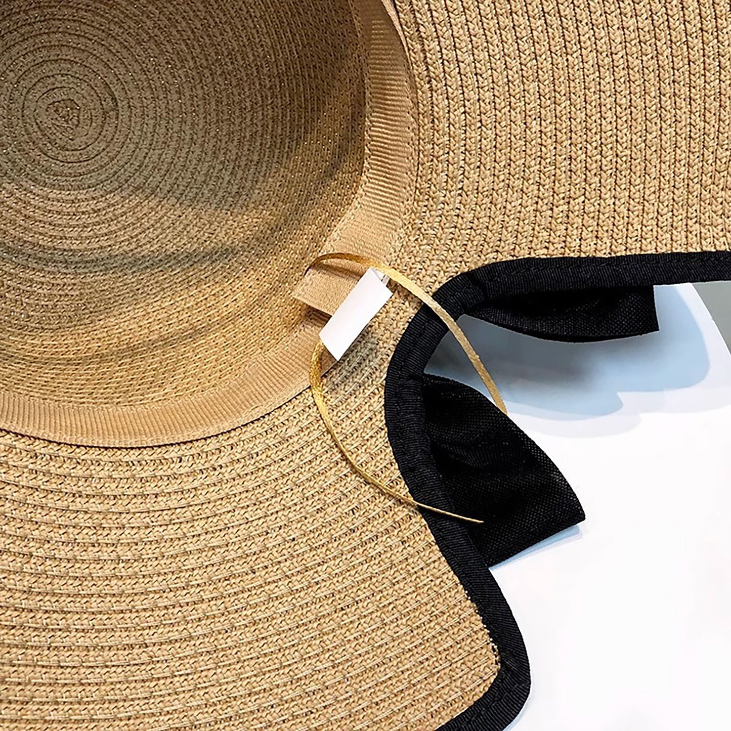Wide Brim Straw Sun Hat with Bow Detail Summer Protection
