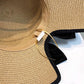 Wide Brim Straw Sun Hat with Bow Detail Summer Protection