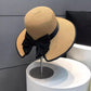 Wide Brim Straw Sun Hat with Bow Detail Summer Protection