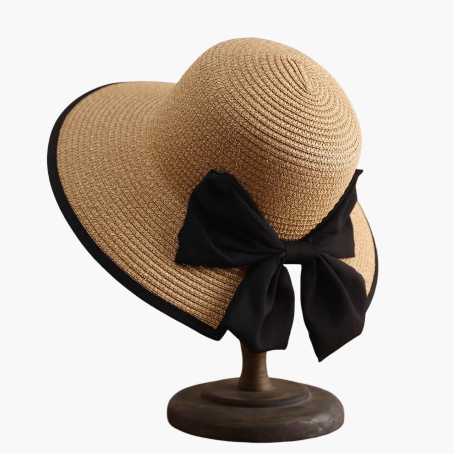 Wide Brim Straw Sun Hat with Bow Detail Summer Protection