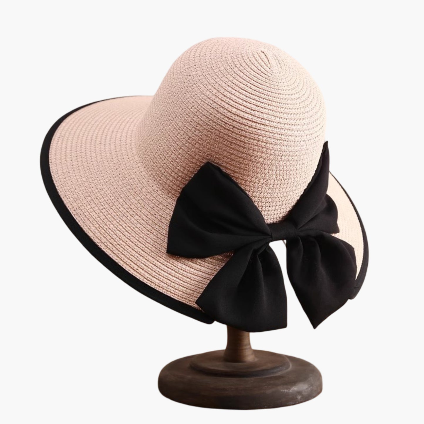 Wide Brim Straw Sun Hat with Bow Detail Summer Protection