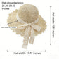 Wide Brim Crochet Straw Sun Hat with Lace Bow Adjustable Fit