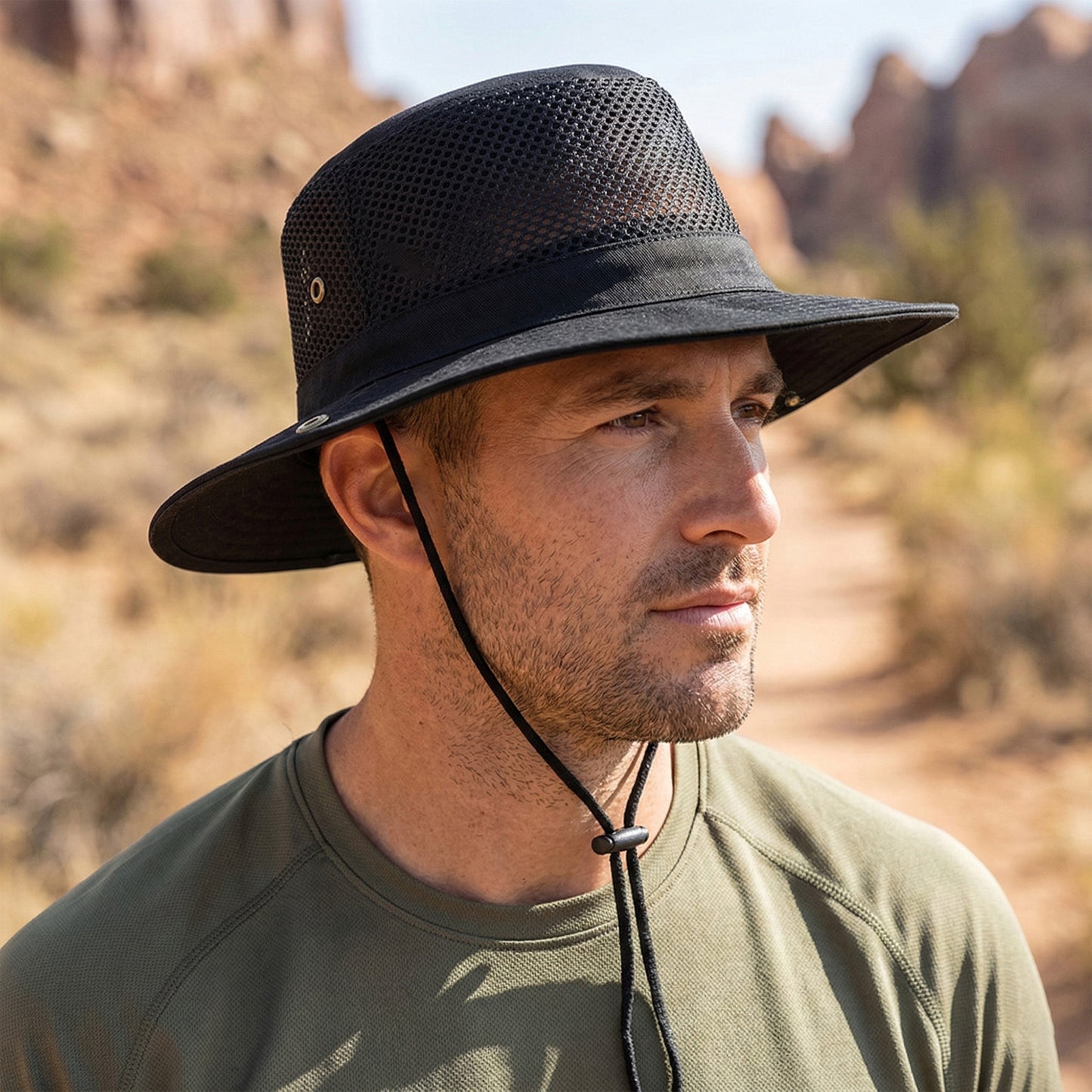 Wide Brim Mesh Sun Hat Lightweight Breathable Outdoor Fishing Hiking Safari Hat