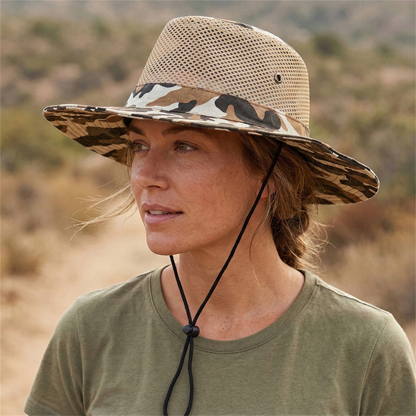 Wide Brim Mesh Sun Hat Lightweight Breathable Outdoor Fishing Hiking Safari Hat