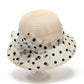 Straw Sun Hat Polka Dot Bow Flower Dressy Summer Hat