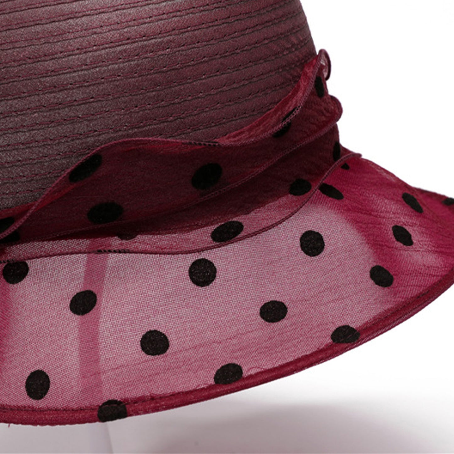 Straw Sun Hat Polka Dot Bow Flower Dressy Summer Hat