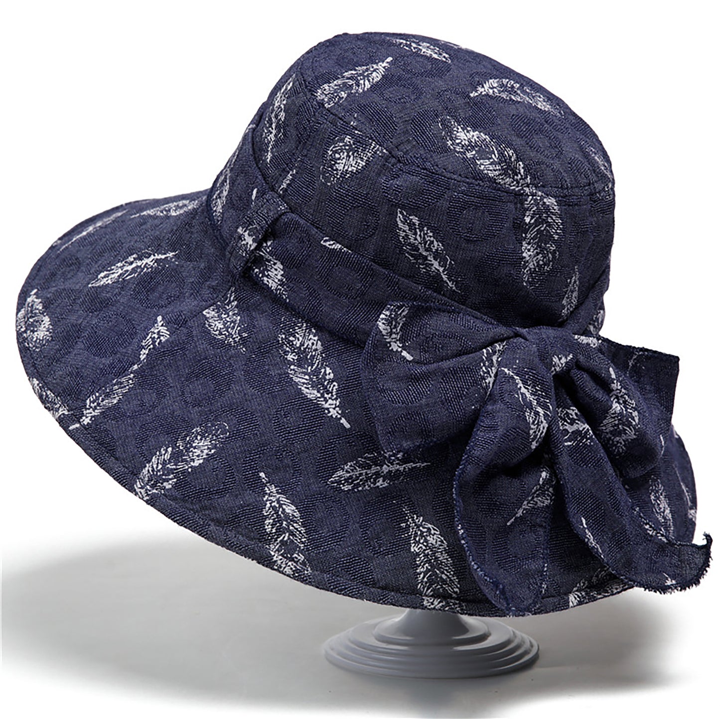 Wide Brim Feather Print Sun Hat Summer Outdoor Travel Hat
