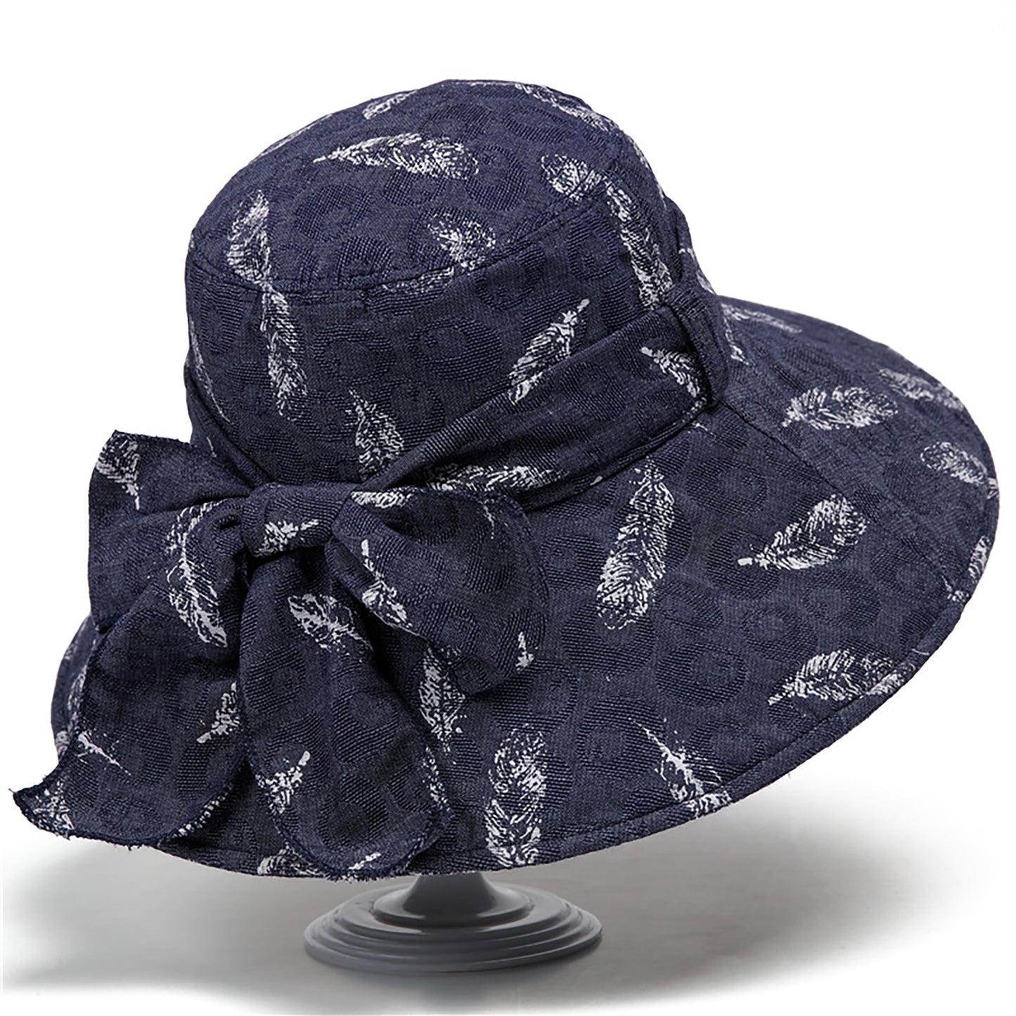 Wide Brim Feather Print Sun Hat Summer Outdoor Travel Hat